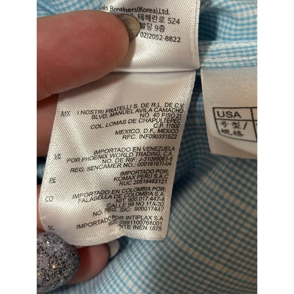 Brooks Brothers 1818 Regent Dress Shirt Mens 17 2/3 Blue White MicroCheck Cotton - Picture 7 of 10